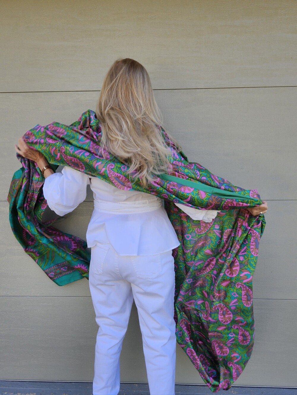 Vintage & New Gorgeous Silk Dupatta from India (Paisley Floral Wrap), $60 - Picture 10 of 11